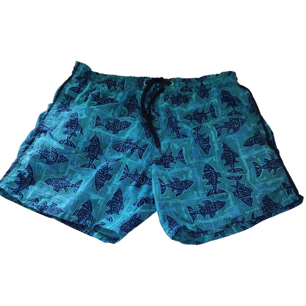 Catalina Board Shorts‎ Swim Trunks Lined Blue Fish Pockets Mens Size Medium